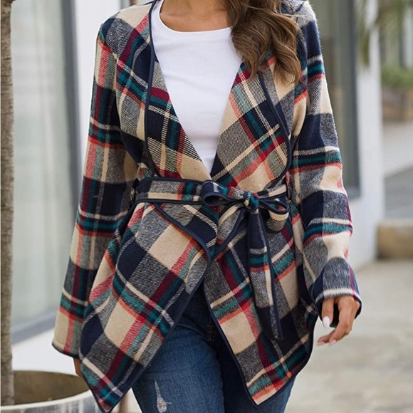 Sweaters - 🥰🥰ON SALE!❤️❤️Wrapped Cardigan Tie Waist Plaid